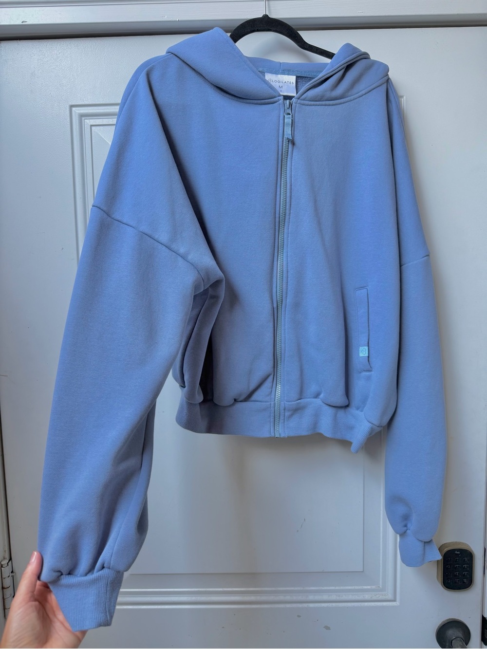Women's Light Blue Hooded Zip-Up Jacket